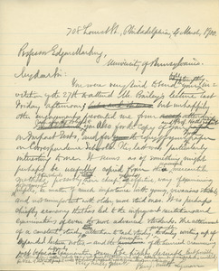 Letter from Benjamin Smith Lyman to Edgar Marbury