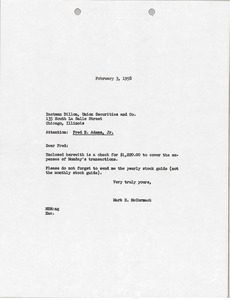 Letter from Mark H. McCormack to Eastman Dillon Union Securities and Co.