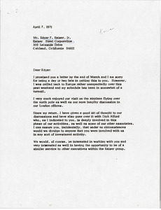 Letter from Mark H. McCormack to Edgar F. Kaiser