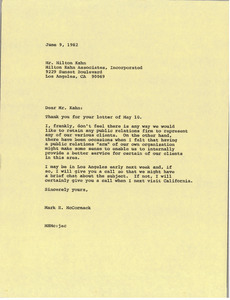 Letter from Mark H. McCormack to Milton Kahn