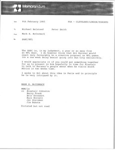 Memorandum from Mark H. McCormack to Michael Halstead