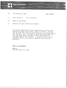 Memorandum from Mark H. McCormack to Buzz Hornett