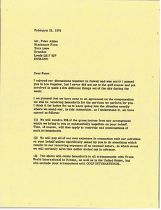 Letter from Mark H. McCormack to Peter Alliss