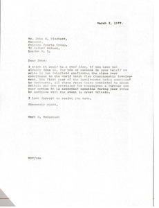 Letter from Mark H. McCormack to John G. Plackett