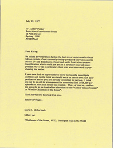 Letter from Mark H. McCormack to Kerry Packer