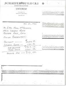 Schaefer Builders invoice