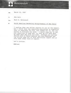 Memorandum from Mark H. McCormack to Bob Kain