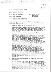 Fax from Haji Fukuhara to Mark H. McCormack