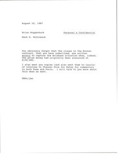 Memorandum from Mark H. McCormack to Brian Roggenburk