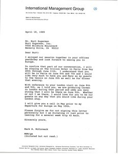 Letter from Mark H. McCormack to Burt Sugarman