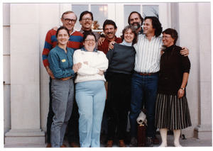 Organic Farmers Associations Council meeting: group posed by a doorway