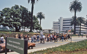 Procession of veterans with flags