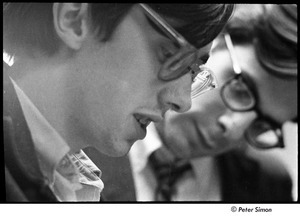 United States Student Press Association Congress: closeup of Raymond Mungo with unidentified man in the background