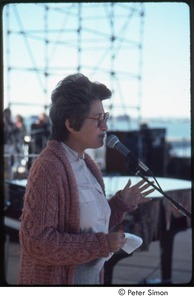 MUSE concert and rally: unidentified woman speaking at the No Nukes rally