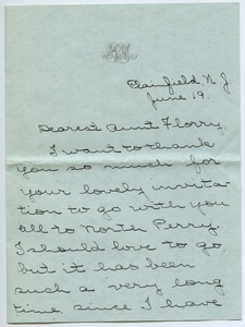 Letter from Antoinette Paine Moodey to Florence Porter Lyman