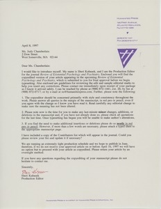 Letter from Sheri Kubasek to Judi Chamberlin
