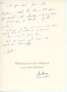 Card from Anthony Geremia to Judi Chamberlin