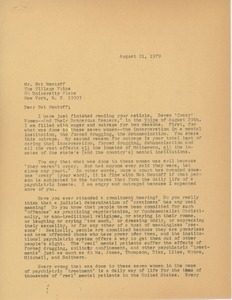 Letter from Judi Chamberlin to Nat Hentoff