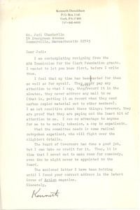 Letter from Kenneth Donaldson to Judi Chamberlin