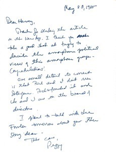 Letter from Peggy Taylor to Harvey Wasserman