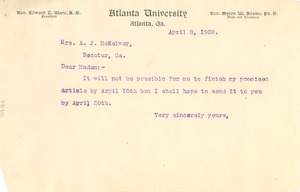 Letter from W. E. B. Du Bois to Mrs. A. J. McKelway