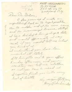 Letter from Harry Ladenhandel to W. E. B. Du Bois