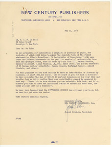 Letter from New Century Publishers, Inc. to W. E. B. Du Bois