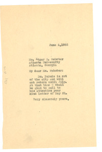 Letter from Crisis to Edgar H. Webster
