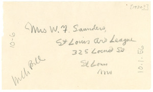 Address of Mrs. W. F. Saunders