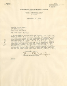 Letter from Edmund D. Washington to W. E. B. Du Bois