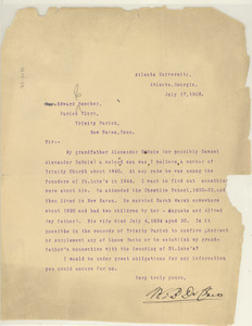 Letter from W. E. B. Du Bois to Trinity Parish