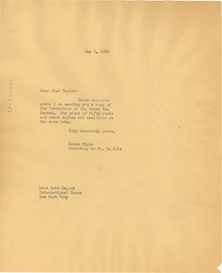 Letter from Ellen Irene Diggs to Lois Taylor