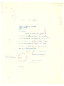 Letter from W. E. B. Du Bois to Bureau of Marriage Licences
