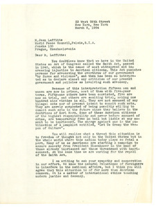 Letter from W. E. B. Du Bois to Jean Laffitte