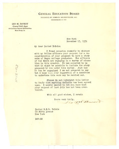 Letter from General Education Board to W. E. B. Du Bois