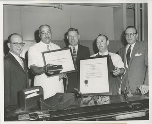 Willis C. Gorthy and Orin Lehman presenting awards during neph week