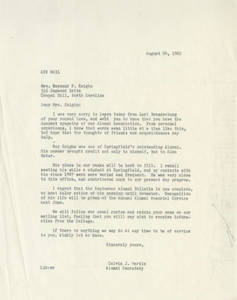 Letter from Calvin Martin to Raymond Kaighn (August 24, 1962)