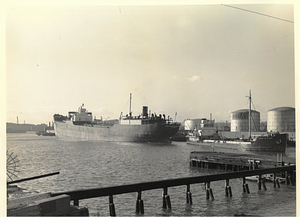 [View of Pan Massachusetts and Irene W. Allen ships on the Chelsea River]