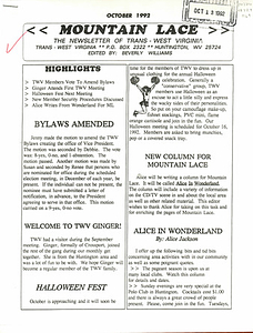 Mountain Lace: The Newsletter of Trans - West Virginia (October, 1992)