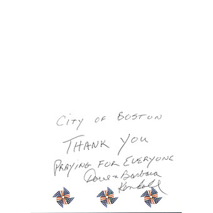 A card sent to the City of Boston