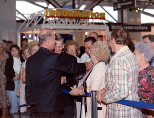 Welcome group at Boston Logan Airport for visiting priest (2)
