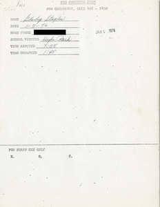 Citywide Coordinating Council daily monitoring report for Hyde Park High School by Gladys Staples, 1976 January 5