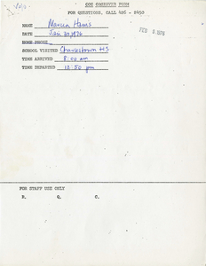 Citywide Coordinating Council daily monitoring report for Charlestown High School by Marcia Hams, 1976 January 30