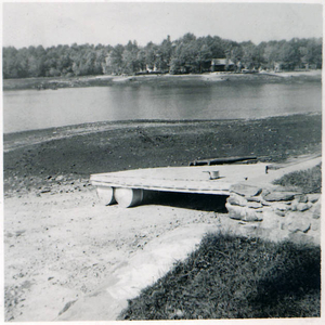 1955 flood, Thompson Pond during flood but before the breach of the dam