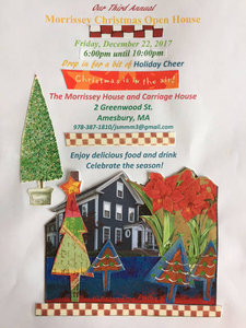 Invitation of our annual Christmas open house at 2 Greenwood Street