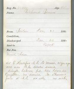 Tewksbury Almshouse Intake Record: Brown, Richard