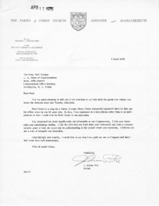 Letter to Paul Tsongas from J. Edison Pike