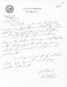 Letter from Robert W. Healy to Paul Tsongas