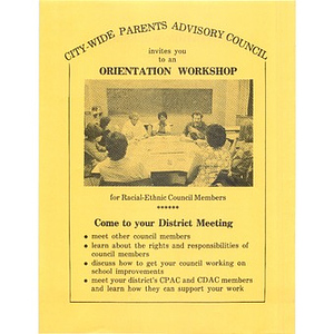 Citywide Parents' Advisory Council invites you to an orientation workshop.