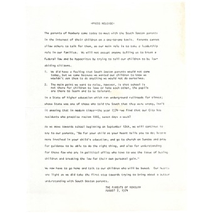 Press release, August 7, 1974.